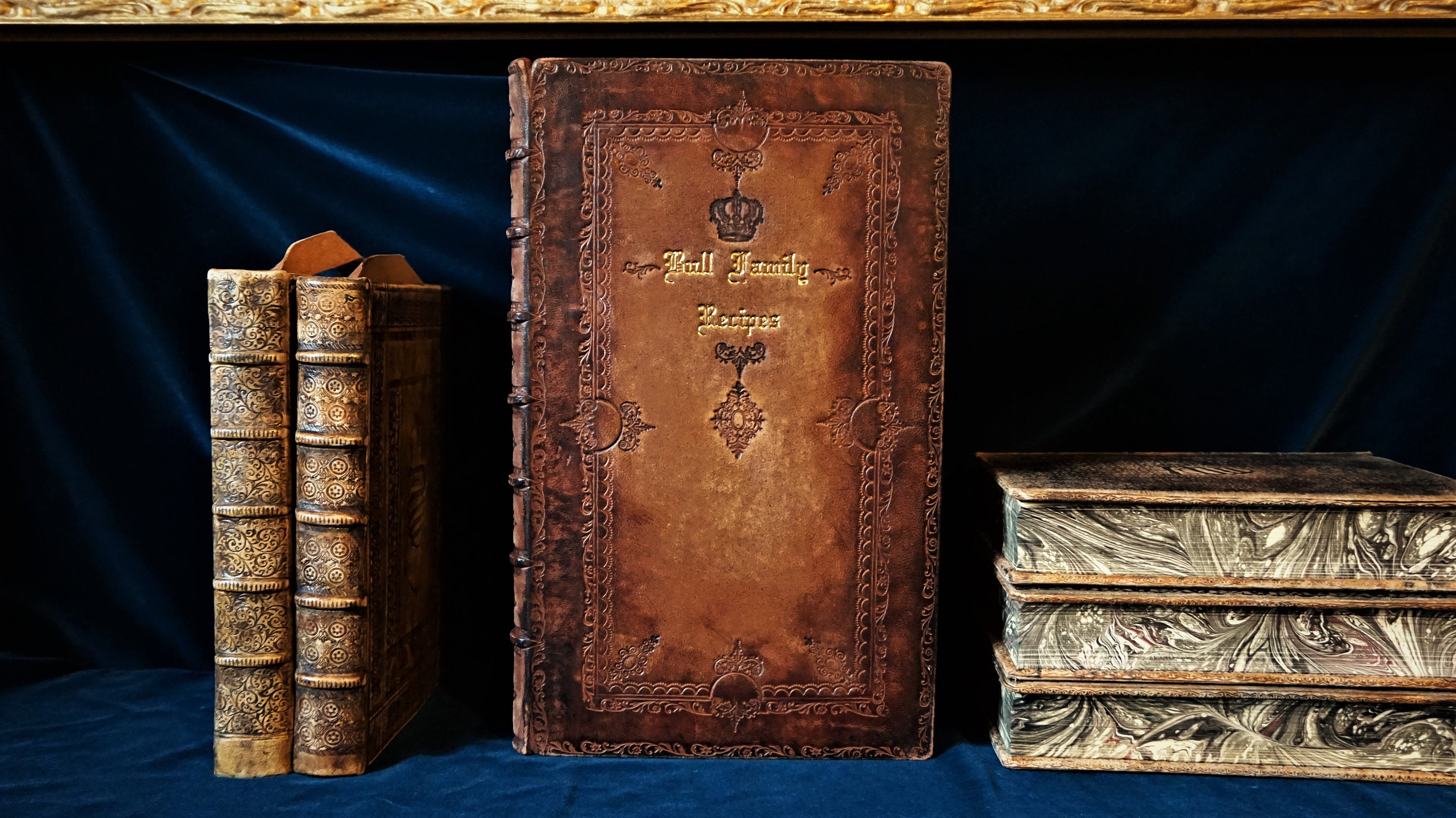 Antique style leather bound recipe book with custom engraved Etsy