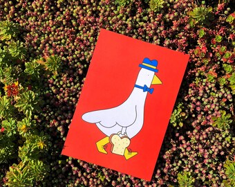 Office Pigeon Mini Print A5 | Mini Poster | Art Print | Illustration Card | Abstract | Graphic | Kids Room | Bird | Animal | Orange