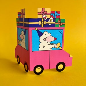 Carte d'anniversaire illustrée découpée et dépliante avec un mouton | Festif | postale | Célébration | de voeux Wishing | Fête | Cadeaux