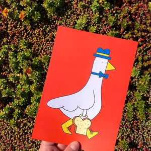 Office Pigeon Mini Print A5 Mini Poster Art Print Illustration Card Abstract Graphic Kids Room Bird Animal Orange image 5