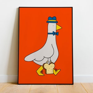Paloma de oficina / Impresión ilustrada A3 / Animales / Ilustración / Habitación infantil / Impresión artística / Póster / Impresión divertida / Pájaro / Gráfico