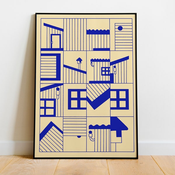 De Shed | Illustrated A3 Print | Poster | Illustration | Abstract Print | Graphic Poster | Art Print | Blue | Wall Art | Design