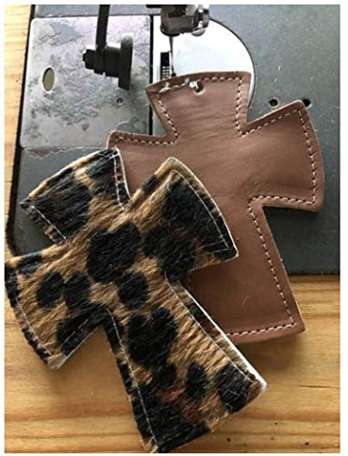 Leather Car Air Freshener Scent Systems Leopard Print Cross Etsy