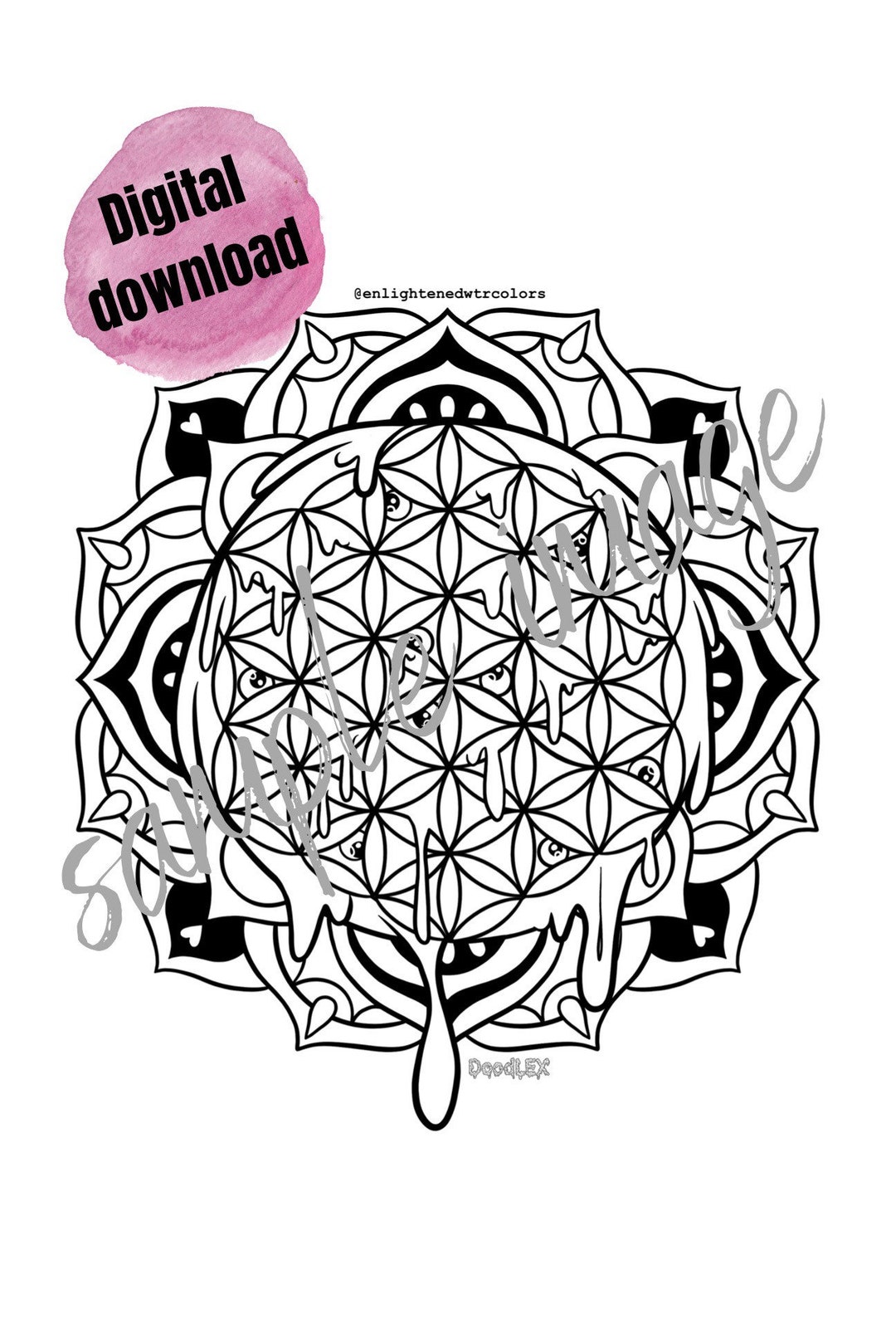 Flower of Life Adult Coloring Page Instant Digital Download A4 Size ...