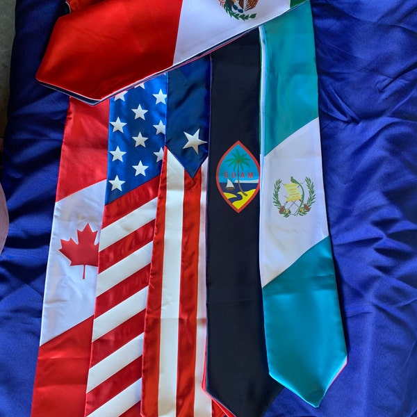 Combination Flag Graduation Stole
