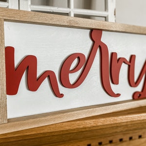 3D Merry Christmas Wood Sign - Holiday Decor (9x18)