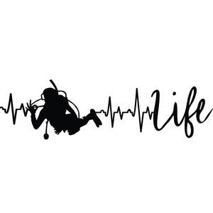 SCUBA Diving Life Heartbeat SVG PDF jpg .png Digital Glowforge Cricut vinyl cut file