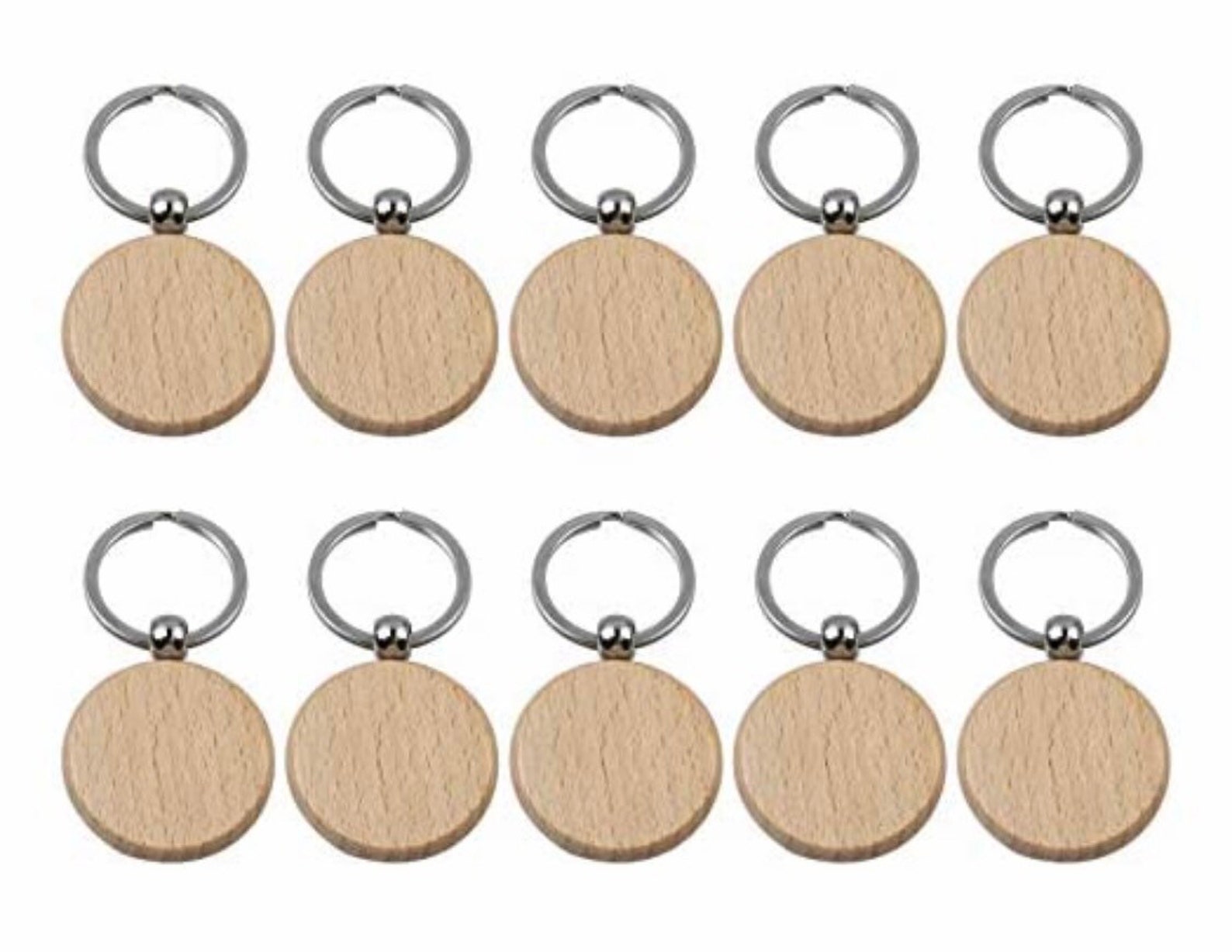 Set of 10 Beech Wood Keychain Blanks Laser Cricut Etsy
