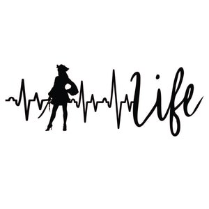 Female Pirate Life Heartbeat SVG PDF JPG .png Digital File Bundle Glowforge Cricut vinyl