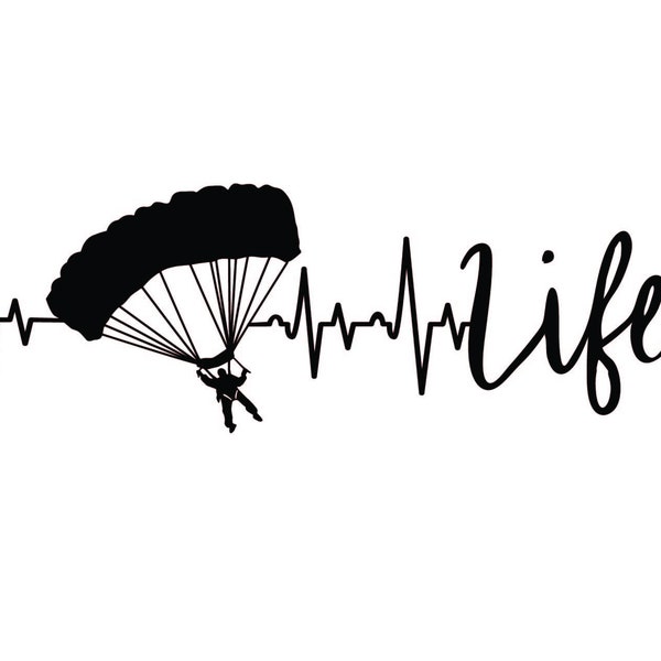 Autocollant en vinyle Skydiving Heartbeat Life fait un excellent cadeau!  Noir, blanc ou gris