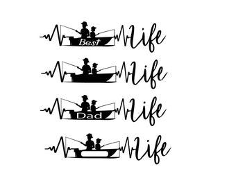 Little Fishing Buddy Life Heartbeat Glowforge SVG PDF Jpg file Cricut laser Dad Father's Day