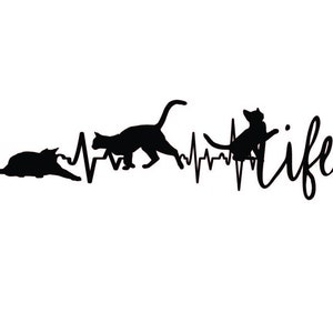 Playful Cat Life Heartbeat SVG, PDF jpg png Digital File Glowforge Cricut vinyl laser cut file