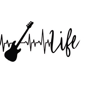 Electric Guitar Life Heartbeat SVG PDF JPG .png Digital Glowforge laser Cricut vinyl cut engrave music file