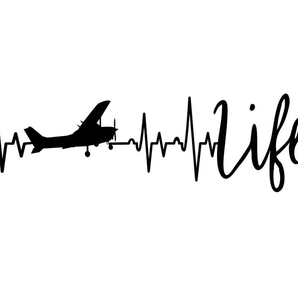 Single Engine Airplane Life Heartbeat SVG, PDF jpg png Digital File Glowforge Cricut vinyl prop plane