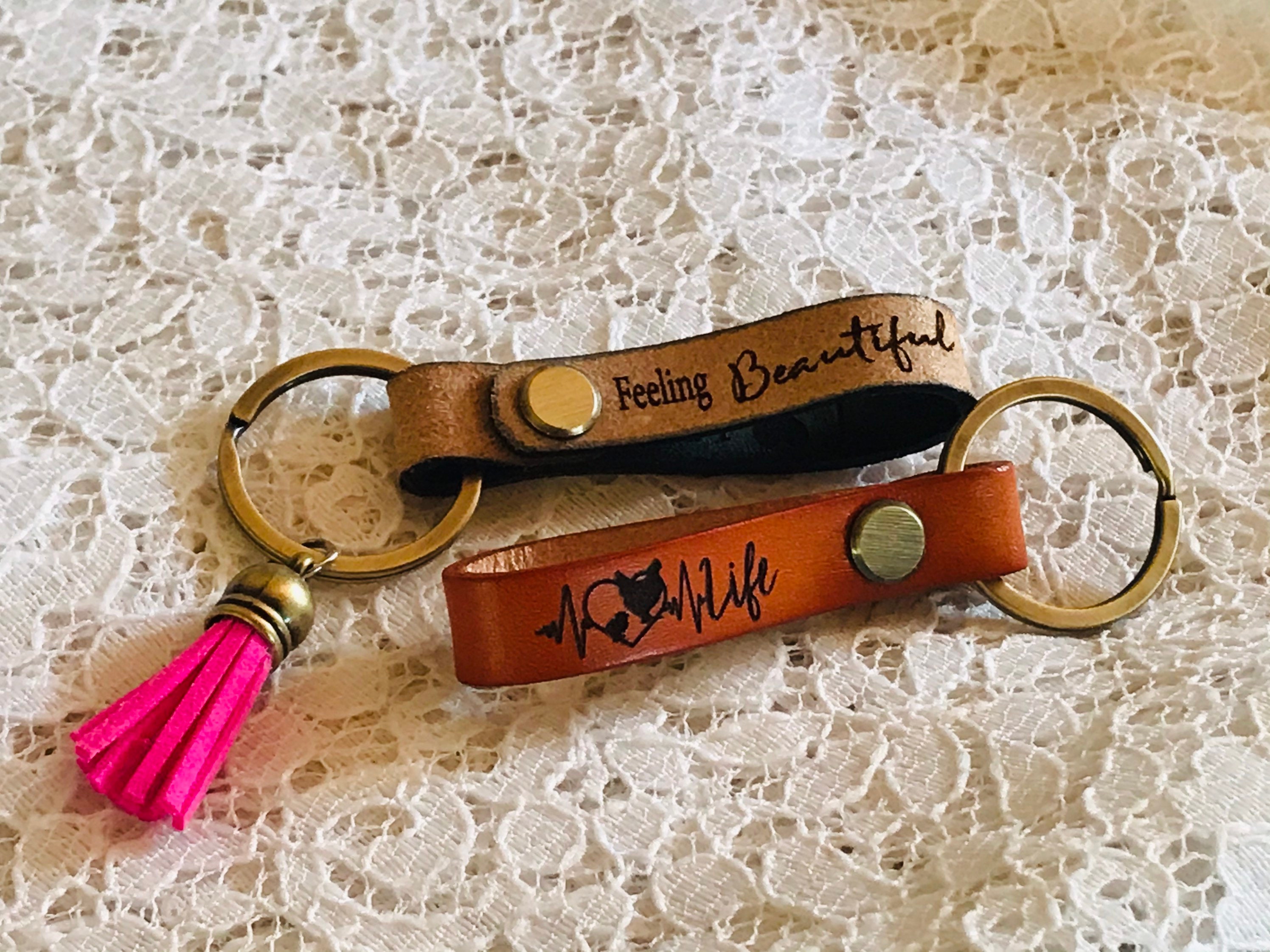 Set of 10 Veg Tanned Leather Key Ring Blanks Laser Etsy