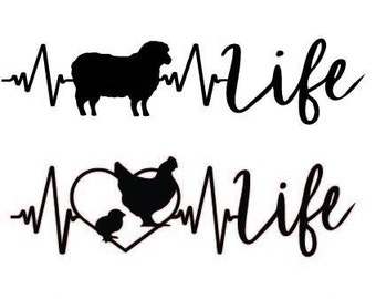 Farm Animal Bundle Heartbeat Life svg, png, jpg, pdf Glowforge Laser Cricut Vinyl Cut  &Engrave Files