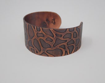 1" Giraffe gemusterte Kupfer Manschette Armband.