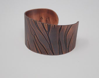 1-1/4" Zebra gemusterte Kupfer Manschette Armband.