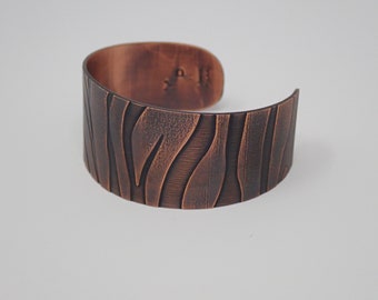 1" Zebra gemusterte Kupfer Manschette Armband.