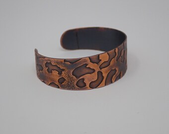 3/4" Leopard gemusterte Kupfer Manschette Armband.