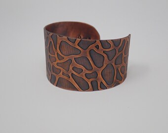 1-1/4" Giraffe gemusterte Kupfer Manschette Armband.