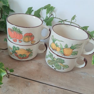 Vintage Soup Dishes, Soup Bowls, Soup Mugs, Retro Soup Bowls, 1970&#39;s, Shell Promotion Soup Bowls, Shell Petrol Promotional Soup Cups, Tomato