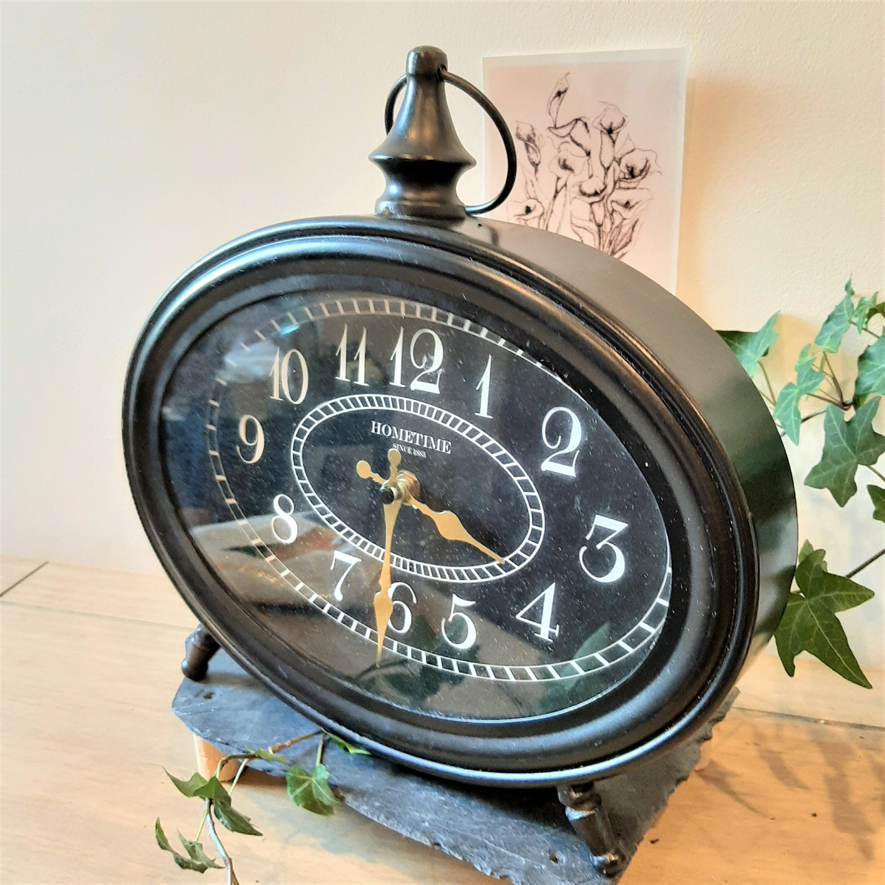 Black Table Top Clock, French Inspired Roman Numeral Clock, Large Desk ...