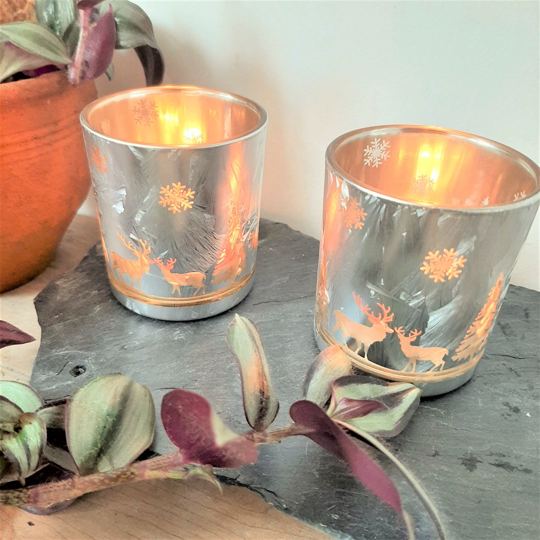 Silver Frosted Ice Tealight Holders Christmas Tealight Etsy UK