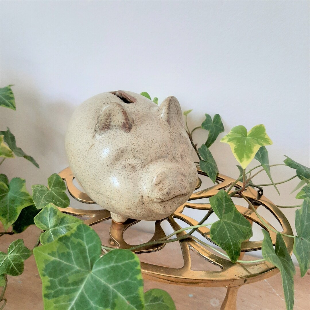 Vintage Piggy Bank, Antique Pig Money Box, Ceramic Glazed Money Box, Money Pot, Pig Money Pot