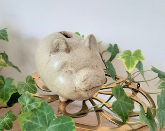 Vintage Piggy Bank, Antique Pig Money Box, Ceramic Glazed Money Box, Money Pot, Pig Money Pot, Speckled Piggy Bank