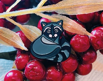 Raccoon enamel pin, raccoon pin, trash panda, animal enamel pin, raccoon lapel pin, cute raccoon, brooch, pin badge, charity pin badge,