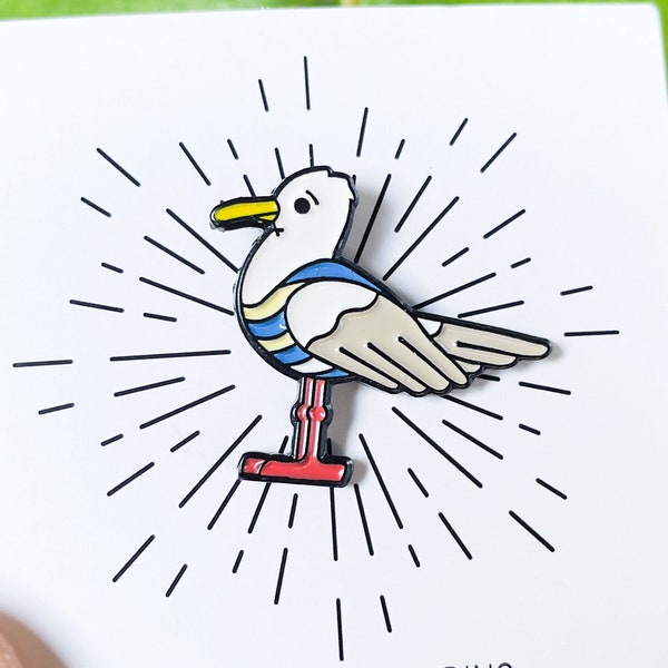 Seagull, seagull pin, seagull brooch, bird pin, bird enamel pin, bird brooch, lapel pin, bird lover gift, bird jewelry, cute enamel pins