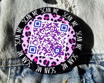 Botones de código QR personalizados (pines de botones personalizados, pinback, insignias) de 1,5 pulgadas