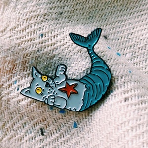 Cat enamel pin, Cat mermaid enamel pin, Mermaid cat, mermaid pin, purrmaid, cat pin, mercat, mermaid jewelry, cute pin, love cat, cat lady