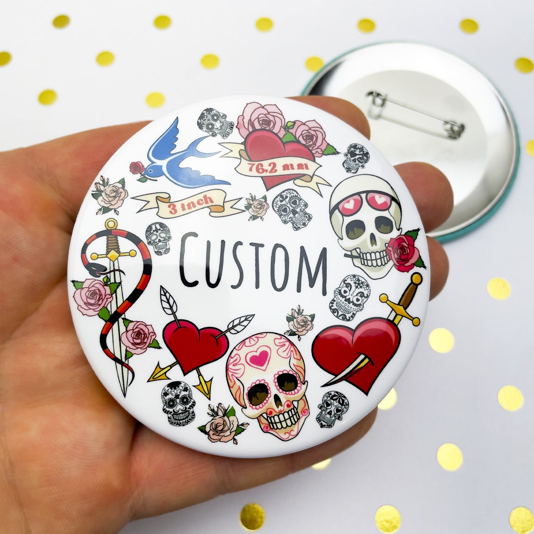 1 Inch Custom Button Pin, 1 Custom Pinback, Personalized Logo Pin