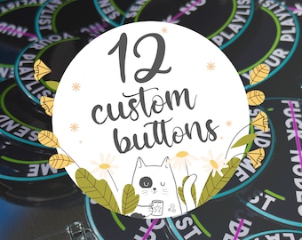 Custom Dozen Buttons Set - Personalized Pinback Badge Promo Pack, twelve photo pins