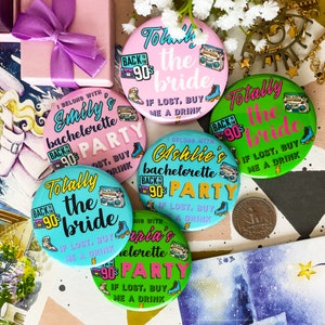 90s Bachelorette Party Pins, Bridal shower, If Lost Buy Me a Drink, Bride Tribe Buttons, Hen Party