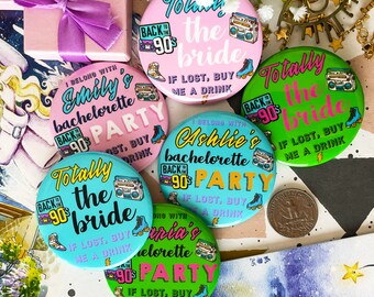 90s Bachelorette Party Pins, Bridal shower, If Lost Buy Me a Drink, Bride Tribe Buttons, Hen Party