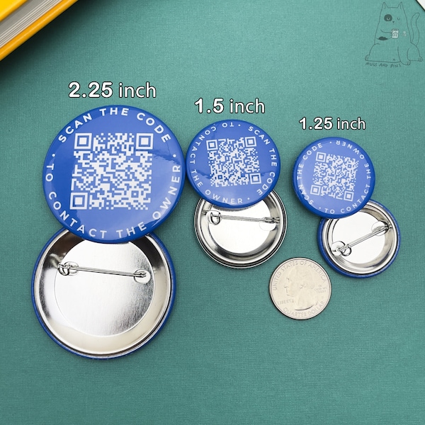Boutons de code QR personnalisés - différentes tailles (broches de bouton personnalisées, pinback, badges)
