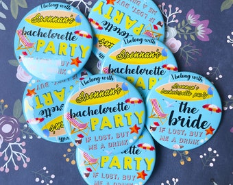 Let's Hit the Beach! Stylish Bachelorette Party Buttons for the Bride Tribe - If Lost Buy Me Drink