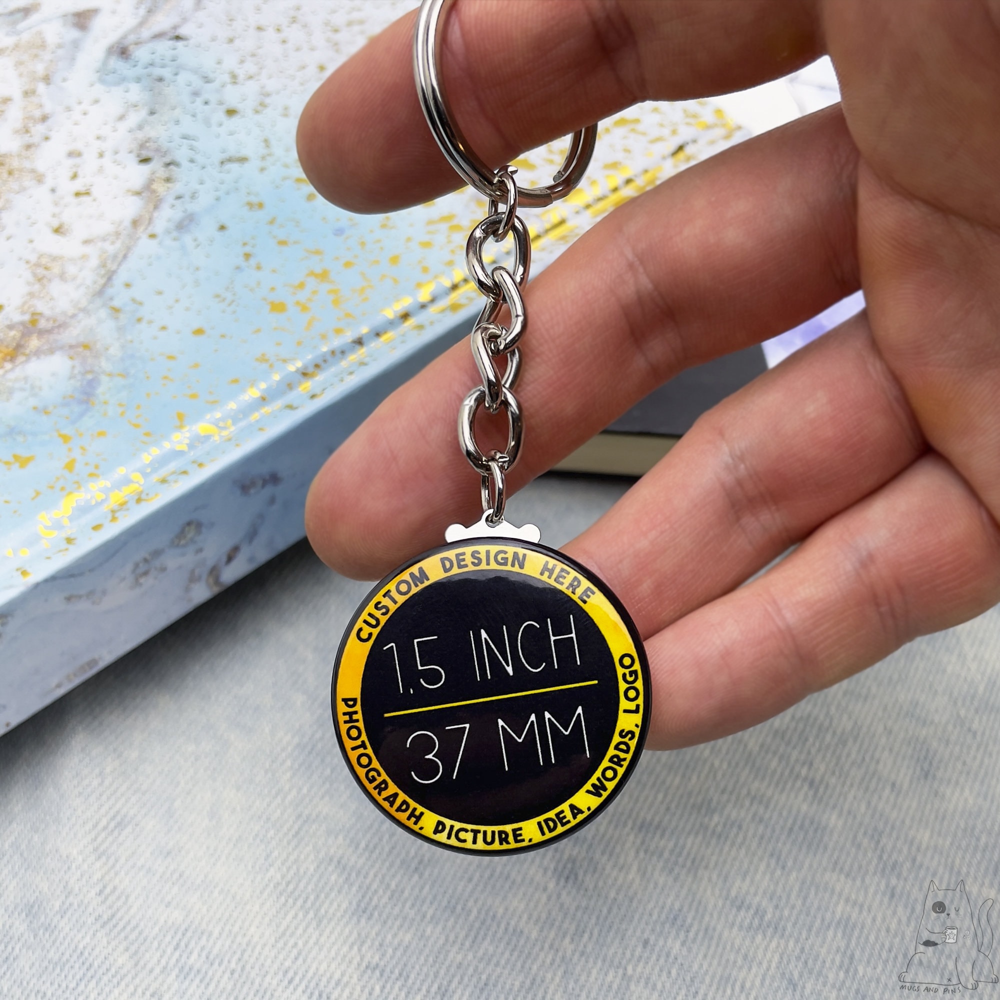 MugsAndPins 1.5 inch Custom Key Ring Custom Keychain Photo Key Fob Personalized Key Rings Design Your Own Key Chain Personalized Key Chain Keytag