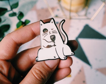 Cat enamel pin, white cat enamel pin, black cat enamel pin, hard enamel pin, kawaii cat pin, cute pin, brooch cat