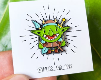 Goblin enamel pin, green goblin enamel pin, goblin pin, pin enamel, soft enamel pin, kawaii enamel pin, brooch, cartoon enamel pin