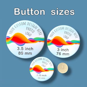 Custom button 2.25 inch, custom pins, personalized buttons, pinback buttons, custom badge, promotional button, customizable, wedding buttons afbeelding 10