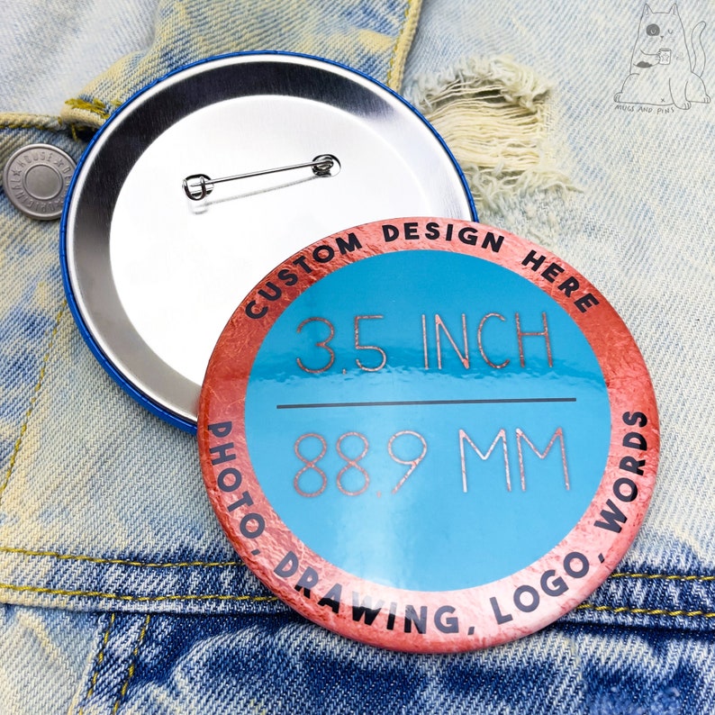 Big promotional custom button pinback 3.5 inch, Photo and Text Button Pins, personalized buttons, custom badge with logo, picture image 6