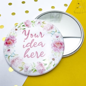 Personalisierter Taschenspiegel mit individuellem Bild, Foto, Logo oder Text - Individueller Werbespiegel für Hochzeiten und Events