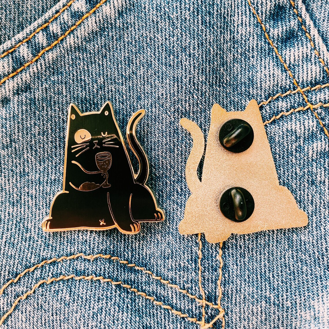 Cat enamel pin white cat enamel pin black cat enamel pin | Etsy