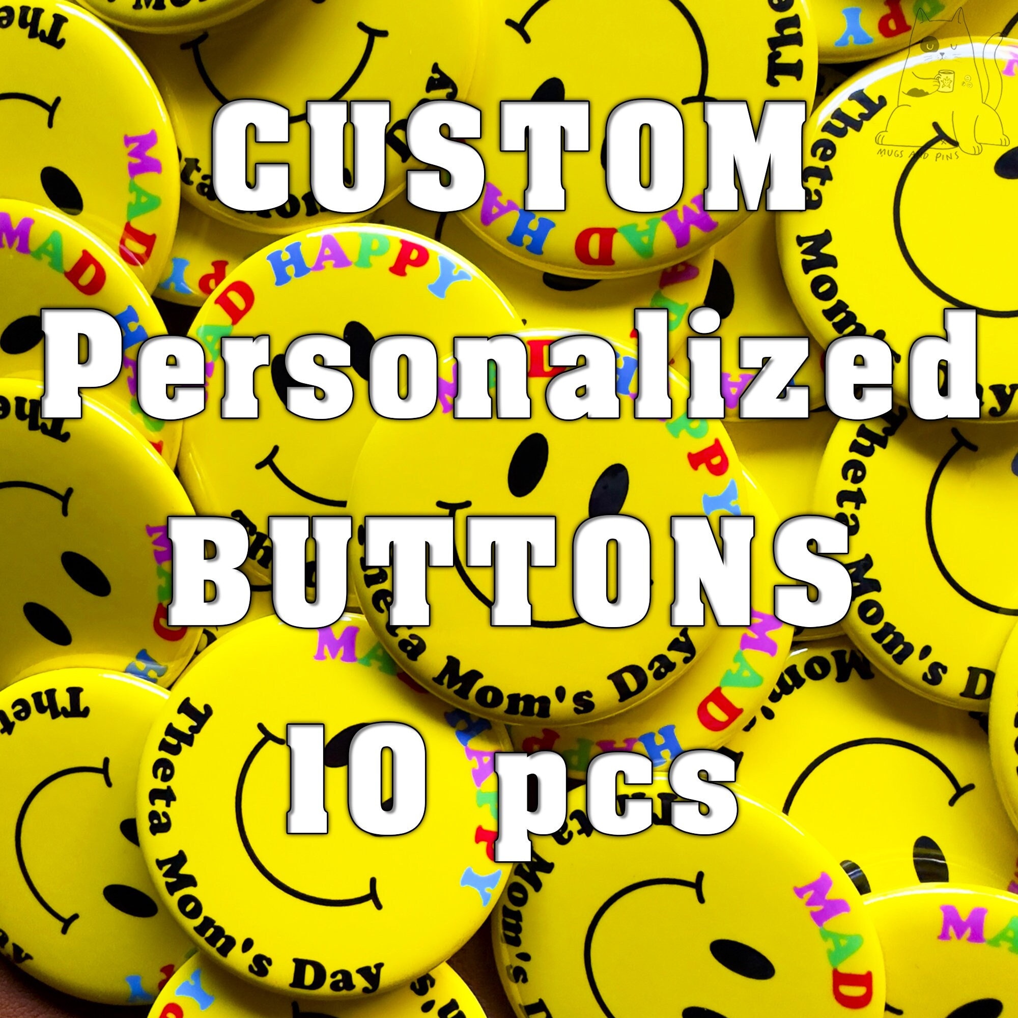 Custom Pin Buttons, Personalized Photo, Logo Buttons, 1 Inch, Set of 10 ...