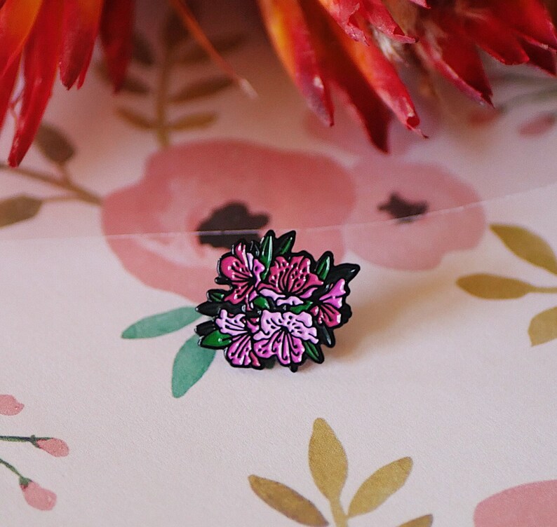 Flower Enamel Pin Flower Pin Enamel Pins Flower Pin Floral Etsy