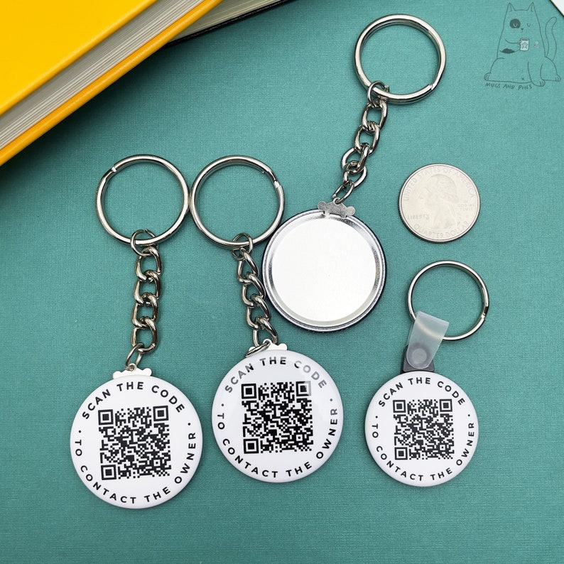 1.5 Inch Custom Pingtag Keychain QR Code Keyring Tag Etsy